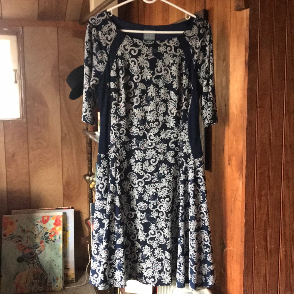 Blue Dress with White pattern